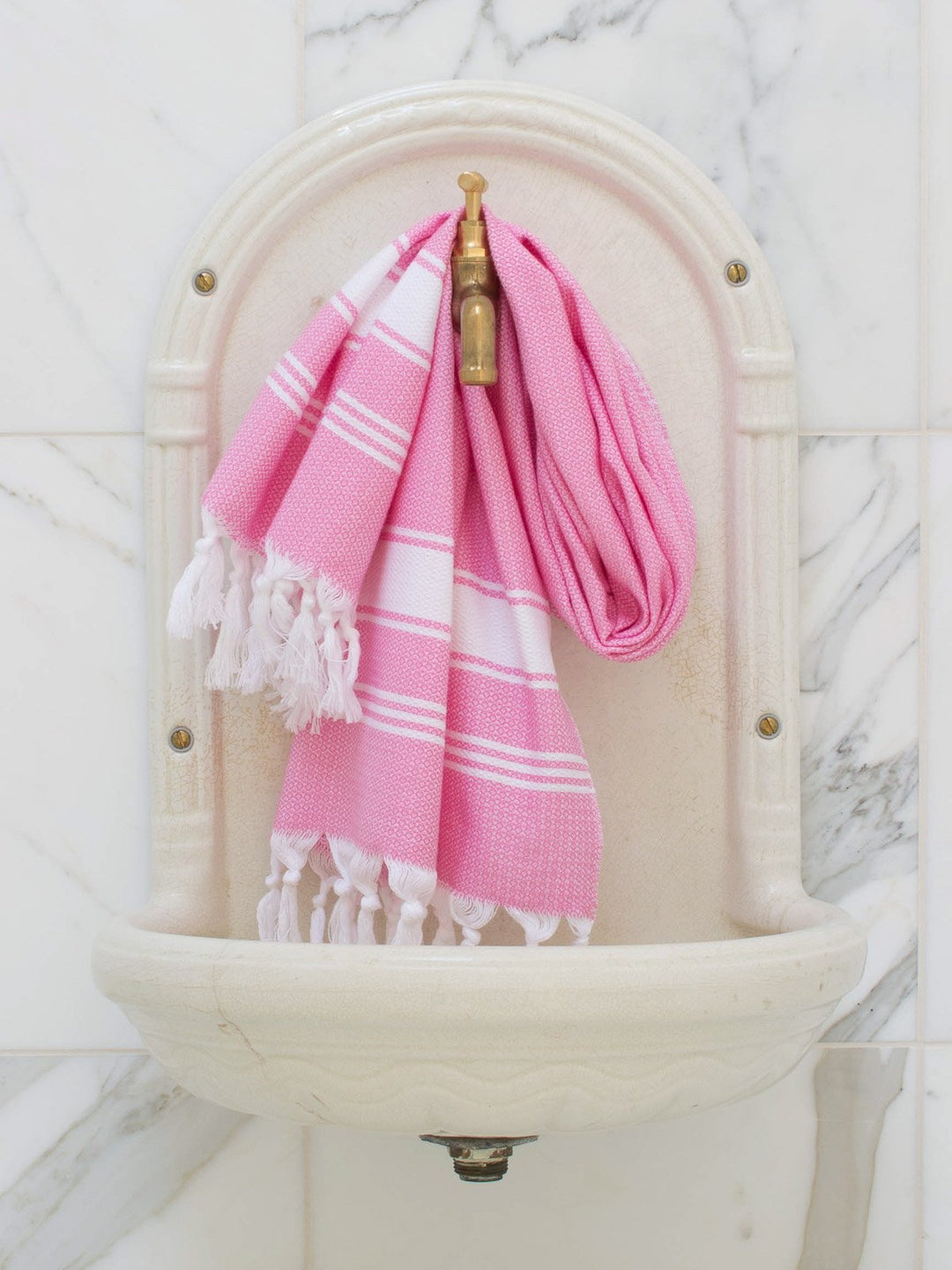 Small Honeycomb Towel Sorbet Pink/white
