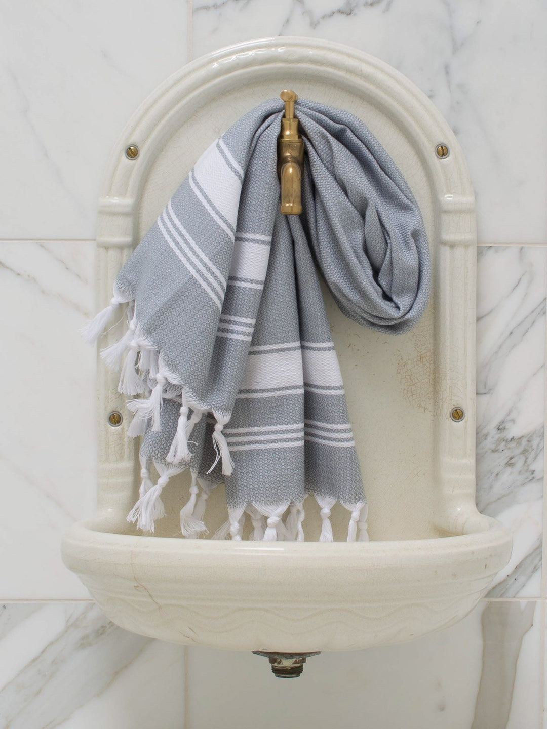 Small Honeycomb Towel Grey/white