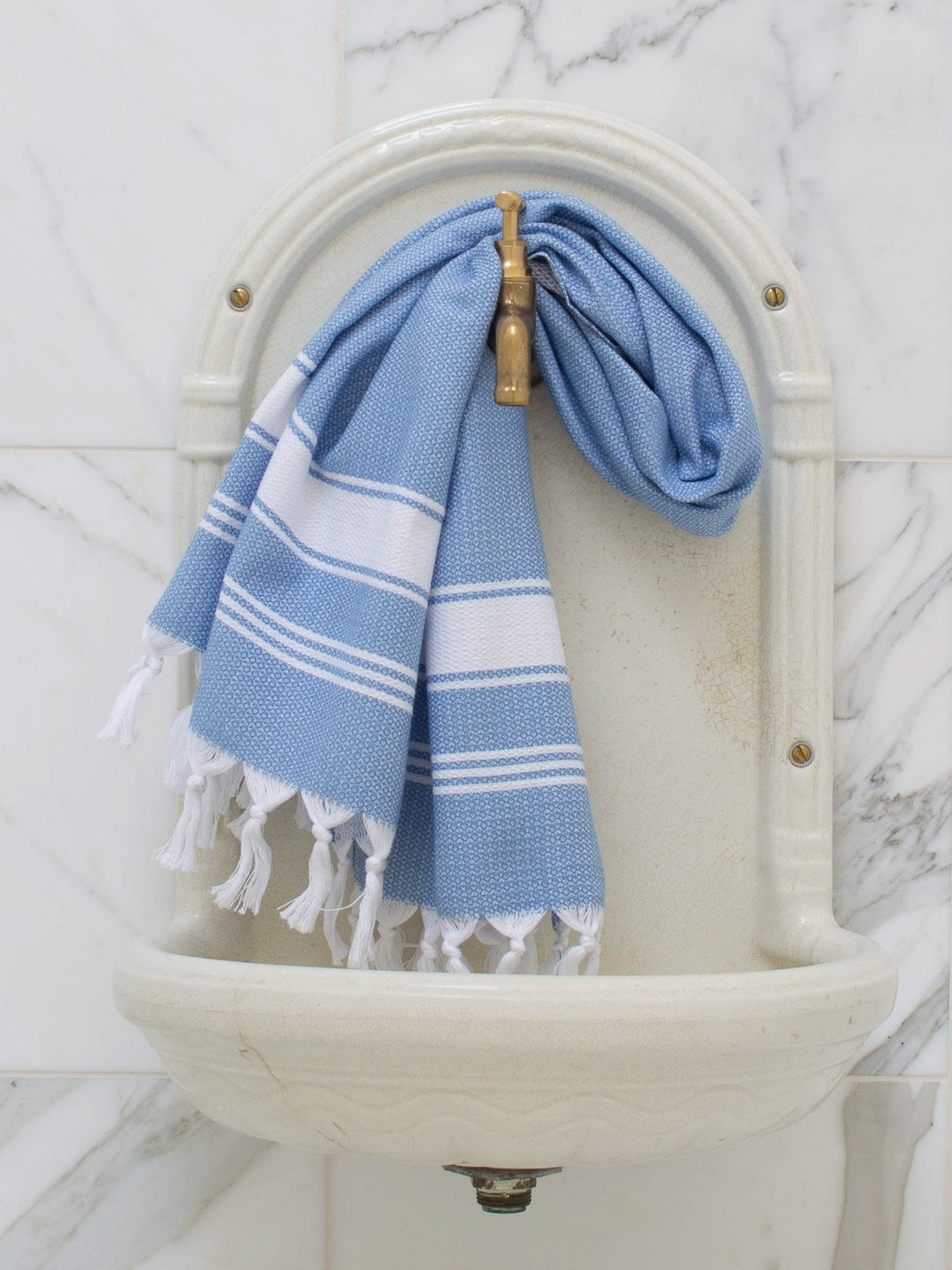Small Honeycomb Towel Blue/white