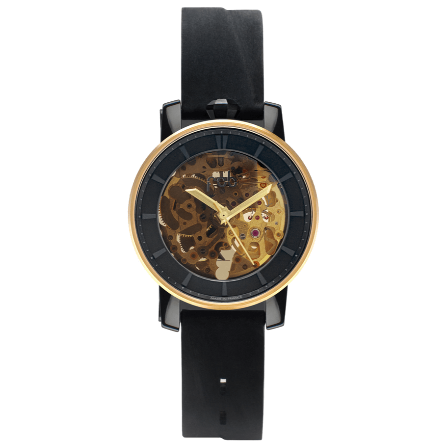 R360 Gold Wrist Watch With Black Suede Strap