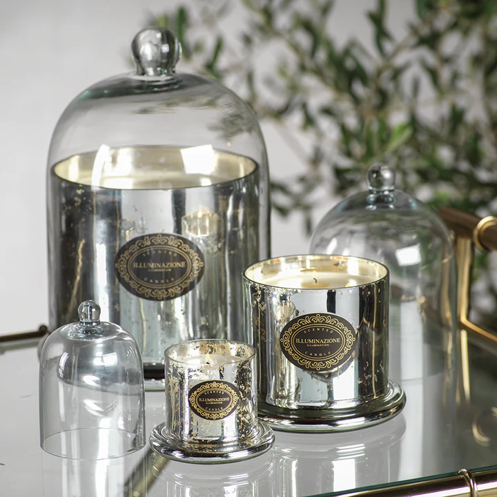 Dome Candle: Antique Silver - French Red Current