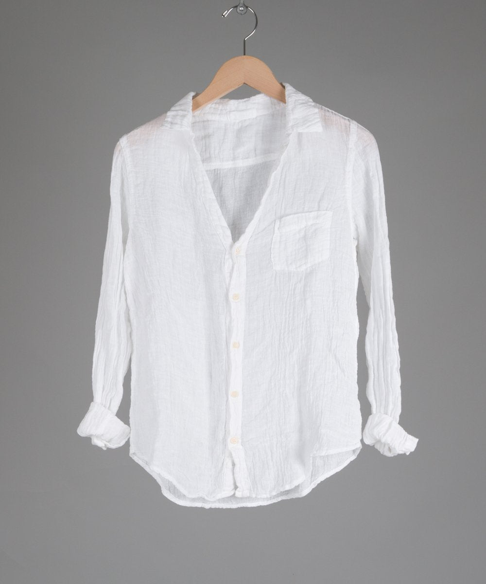 Sloane Shirt in White Linen Gauze